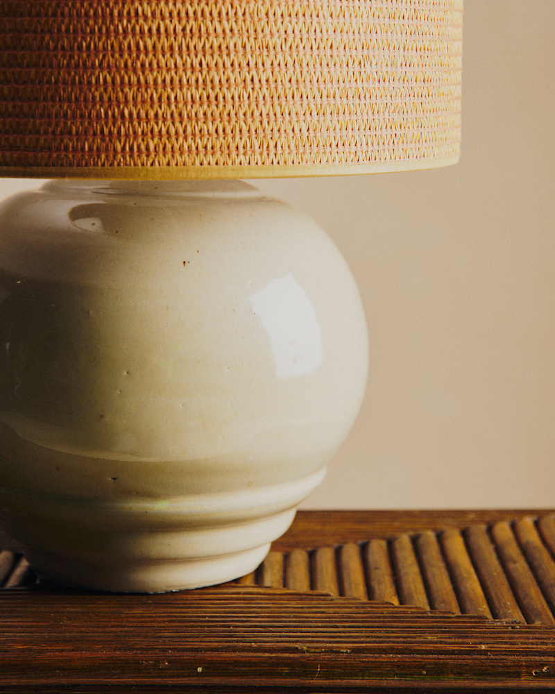 LAMPE EN CÉRAMIQUE VINTAGE ABAT JOUR CAMEL