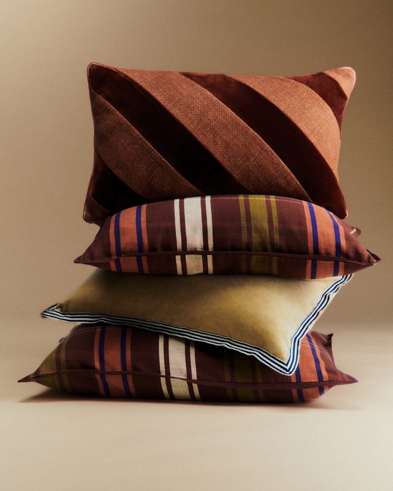 COUSSIN TOILE LIN ET VELOURS - PETIT MODÈLE