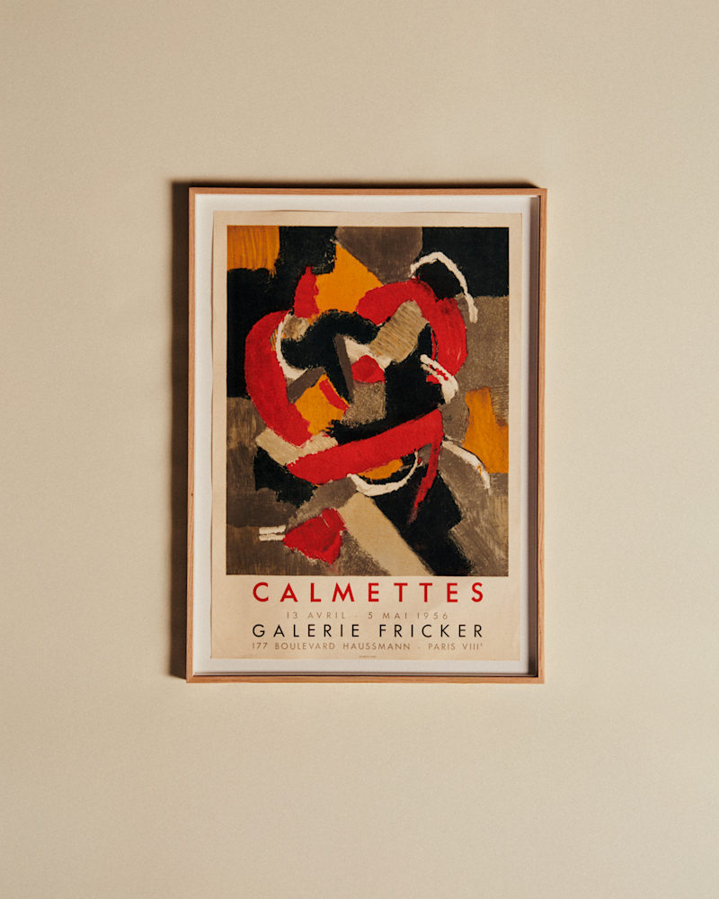 AFFICHE GALERIE FRICKER, CALMETTES, 1956