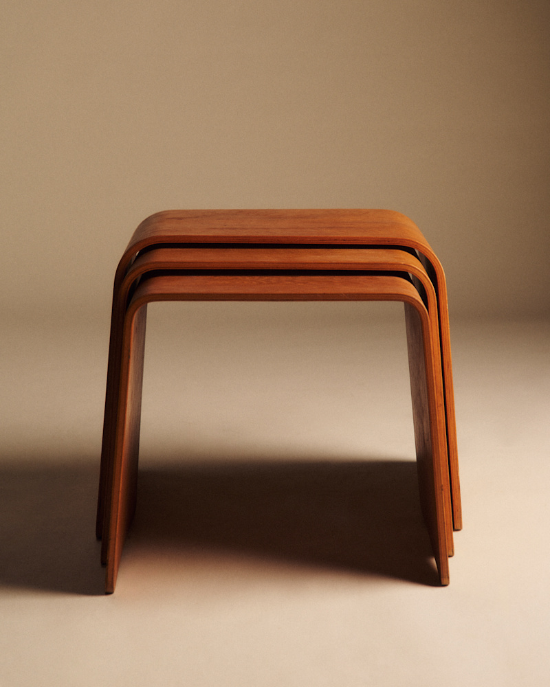 LOT DE 3 TABLES GIGOGNES VINTAGE EN HÊTRE
