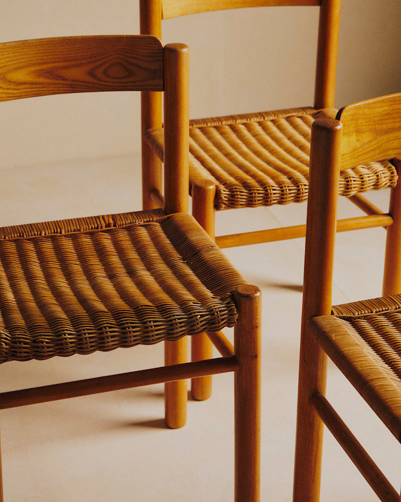 LOT DE 5 CHAISES VINTAGE EN OSIER