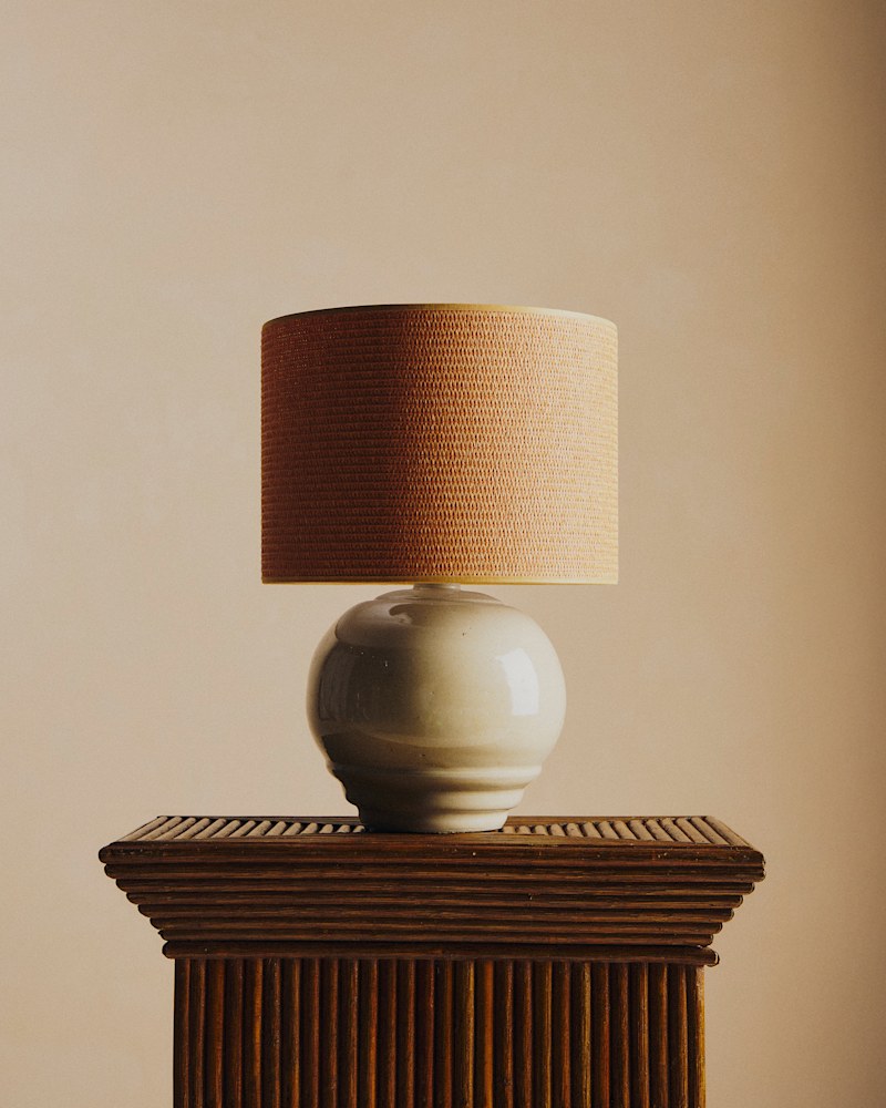 LAMPE EN CÉRAMIQUE VINTAGE ABAT JOUR CAMEL
