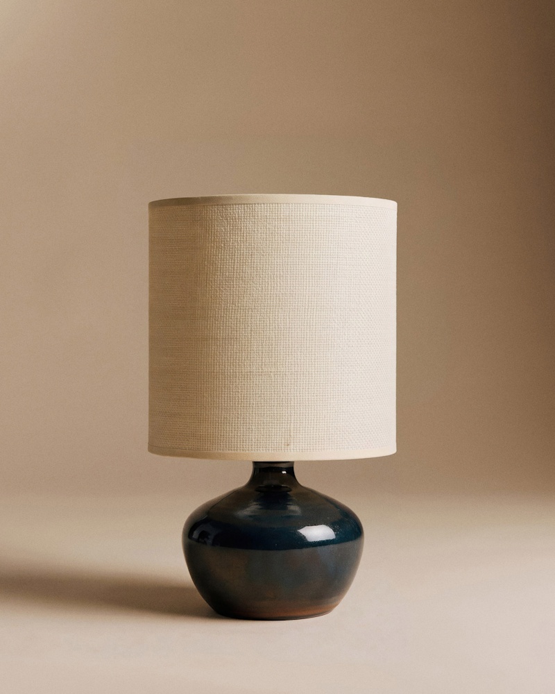LAMPE VINTAGE EN CÉRAMIQUE BLEU MARINE