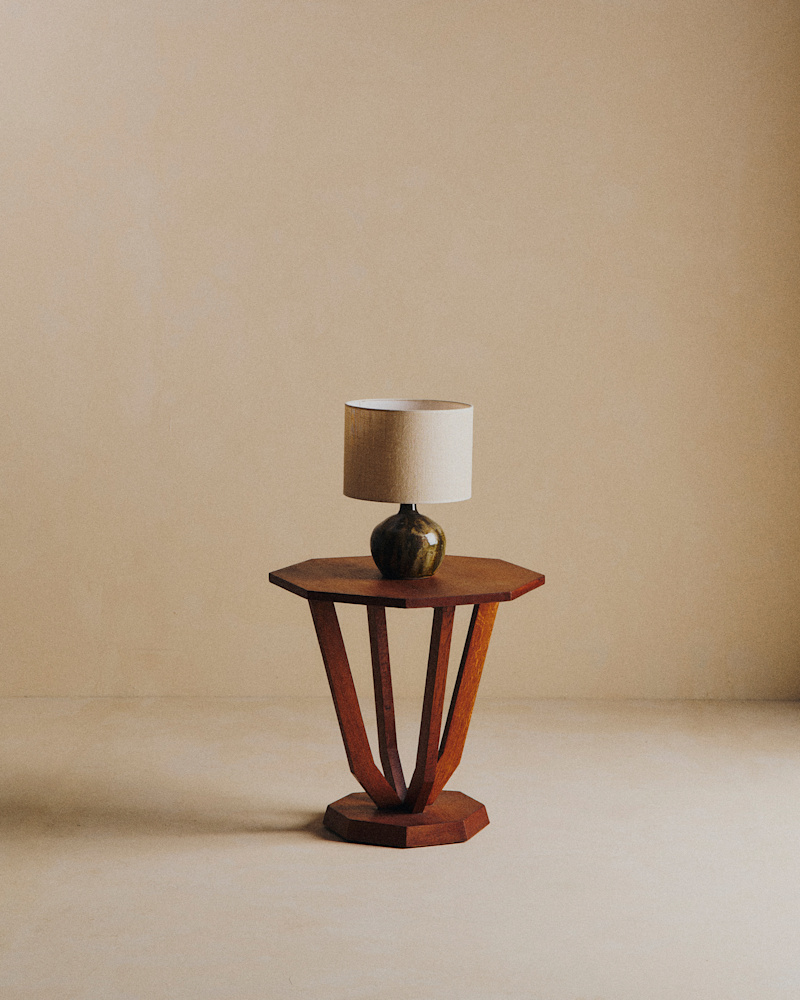LAMPE VINTAGE EN GRÈS ÉMAILLÉ KAKI