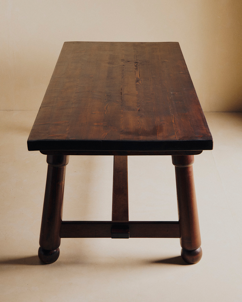 TABLE À MANGER DE FERME VINTAGE NOYER
