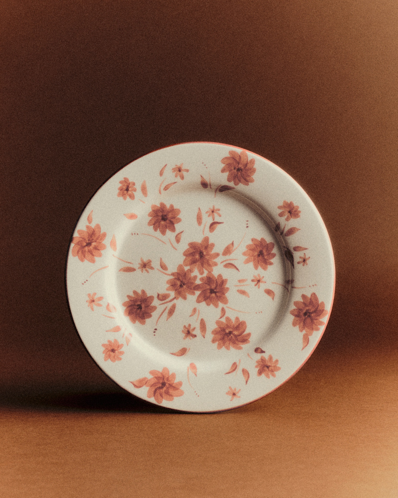 SET DE 4 ASSIETTES PLATES - FLEURS DE JARDIN