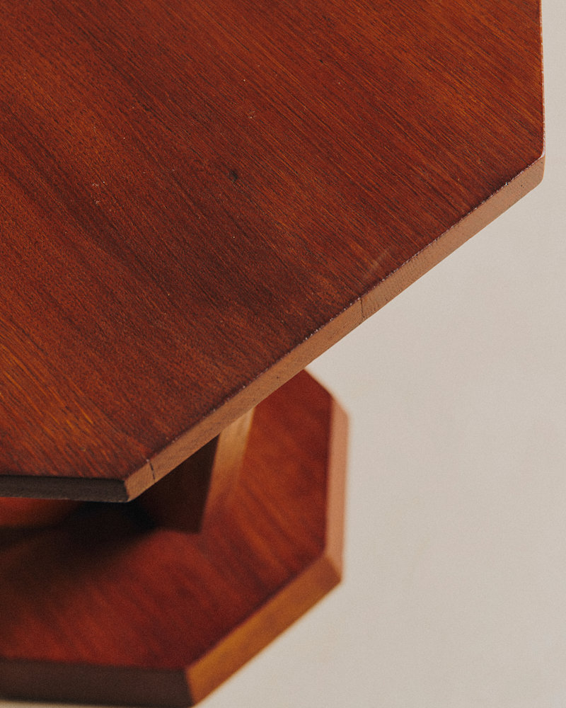 GUÉRIDON VINTAGE OCTOGONAL EN BOIS MASSIF