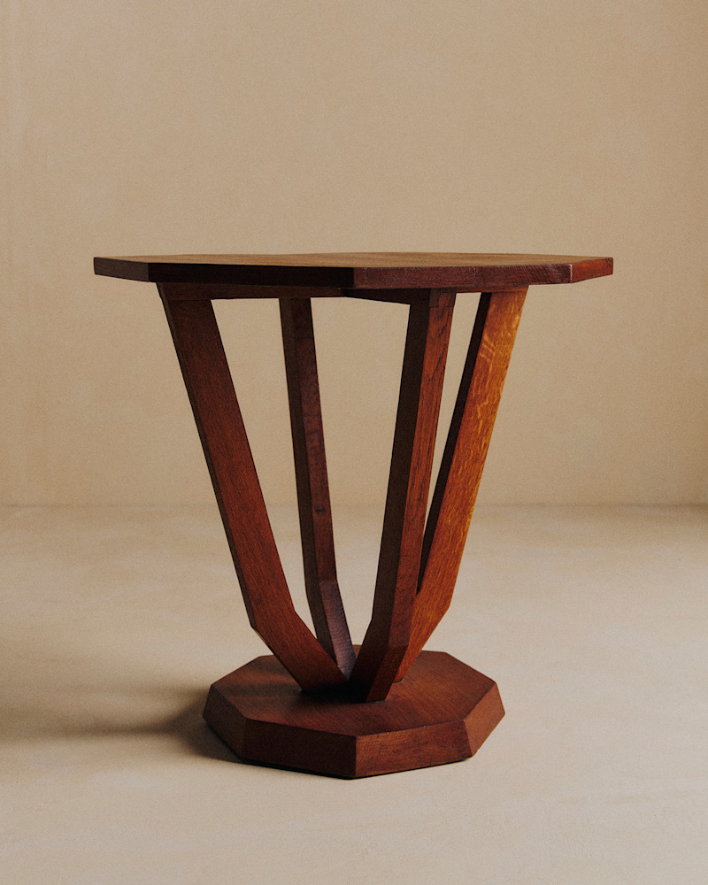 GUÉRIDON VINTAGE OCTOGONAL EN BOIS MASSIF