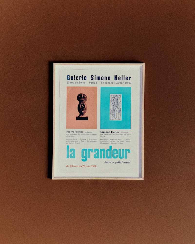 AFFICHE GALERIE SIMONE HELLER, LA GRANDEUR DANS LE PETIT FORMAT, 1960
