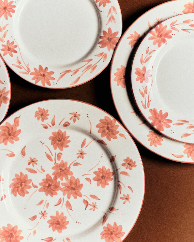 SET DE 4 ASSIETTES À DESSERT - FLEURS DE JARDIN