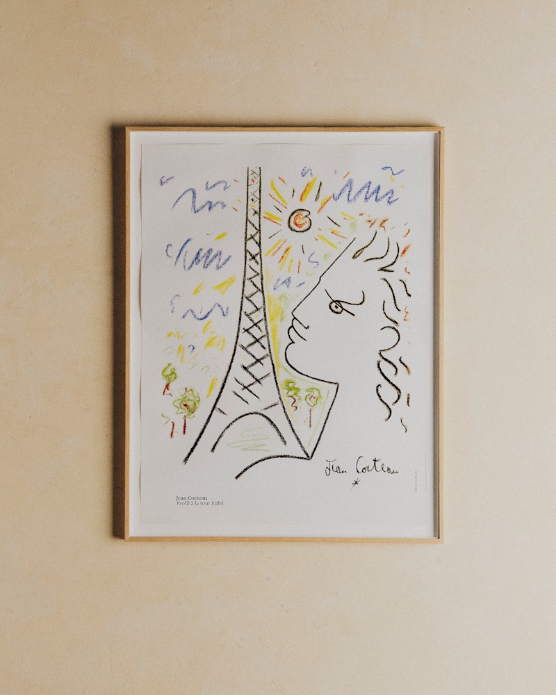 AFFICHE JEAN COCTEAU, PROFIL À LA TOUR EIFFEL