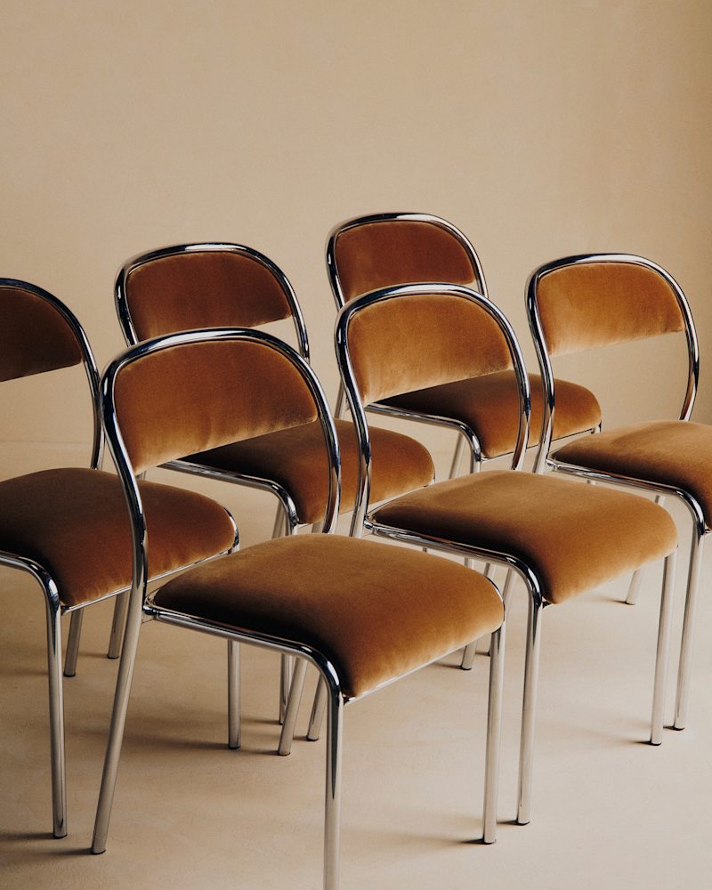 LOT DE 6 CHAISES EN INOX ANNÉES 70