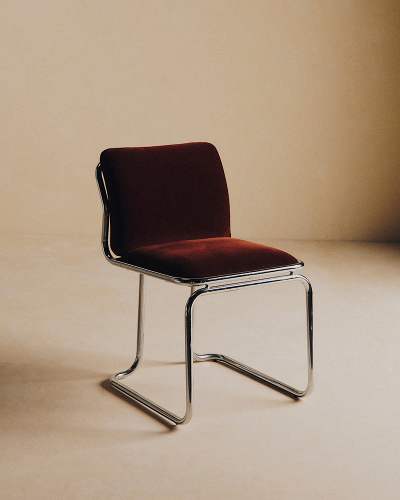 ENSEMBLE ITALIEN TABLE ET LOT DE 4 CHAISES EN CHROME ANNÉES 70