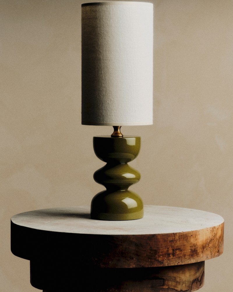 LAMPE ROMIE OBJETTI PETIT MODÈLE - BOIS LAQUÉ VERT