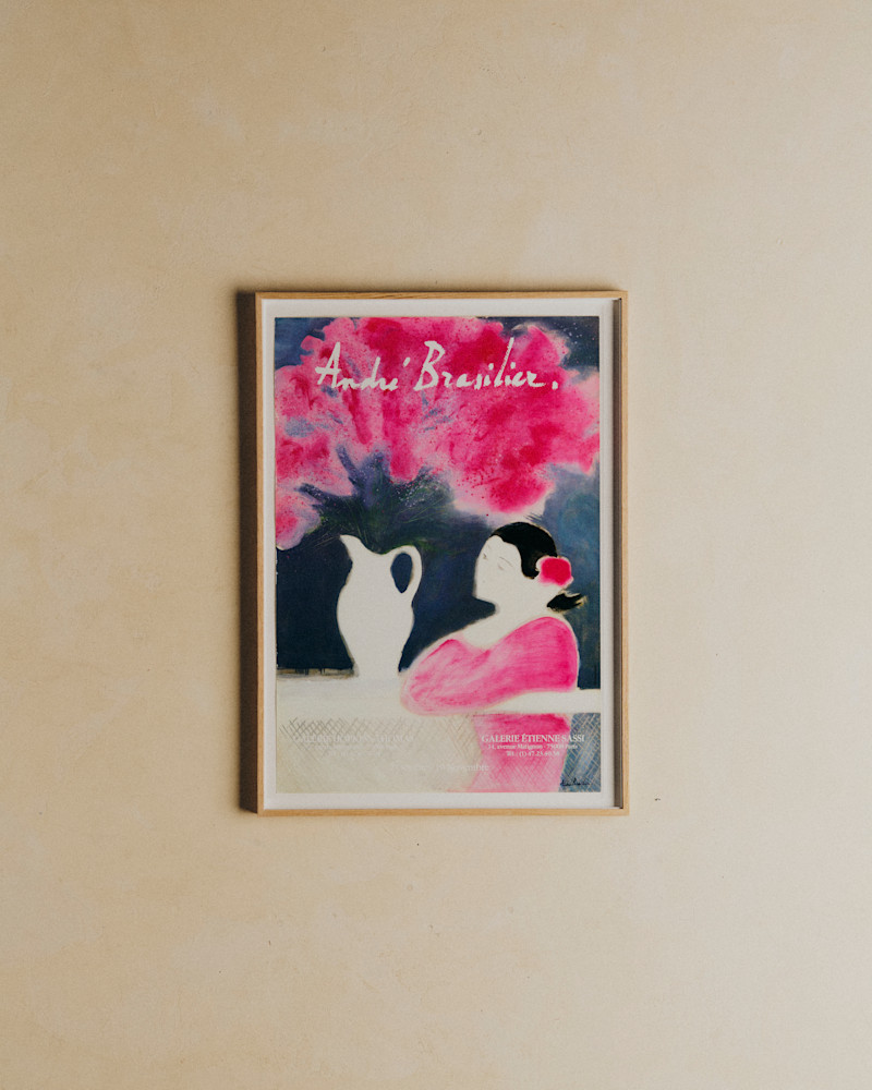 AFFICHE ANDRÉ BRASILIER, JEUNE FEMME AU BOUQUET, 1988