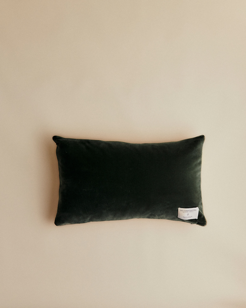COUSSIN VINTAGE VELOURS CÉLADON FONCÉ - PETIT MODÈLE