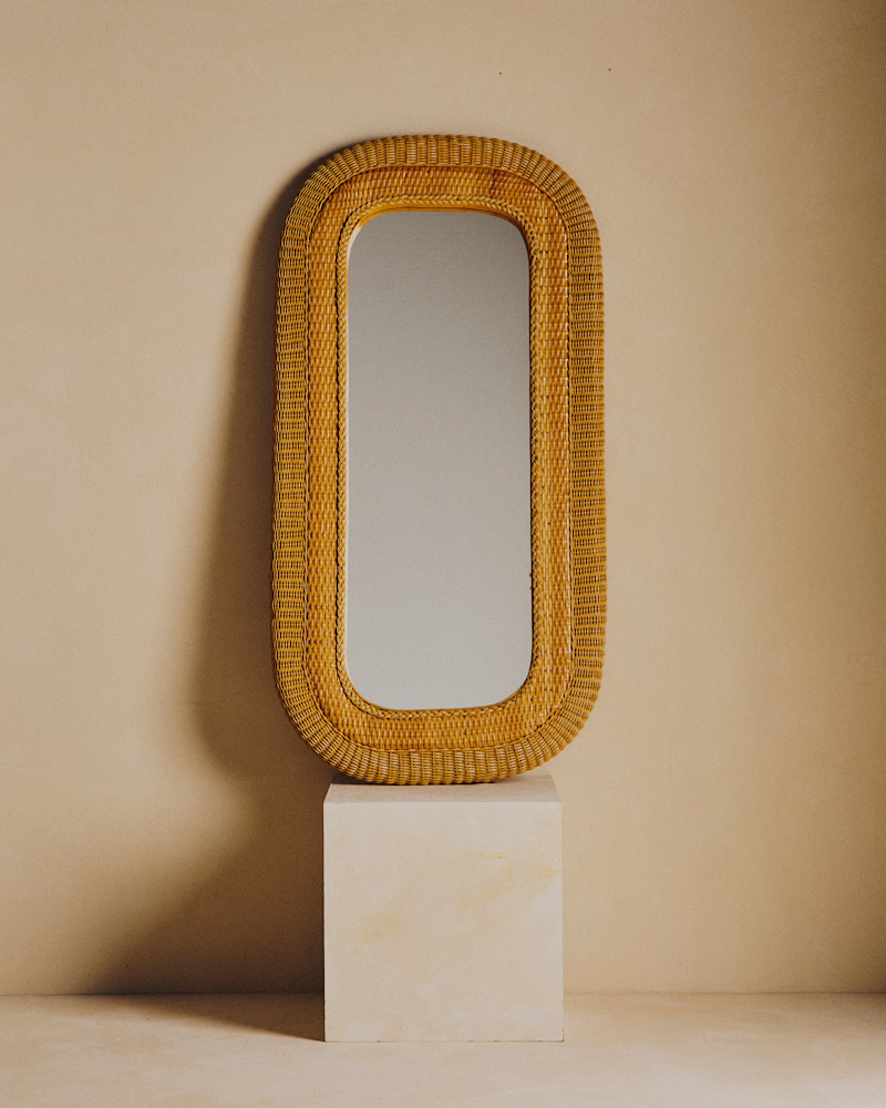 GRAND MIROIR TRESSÉ ANNÉES 1960