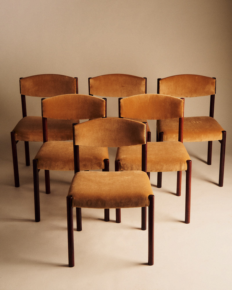 LOT DE 6 CHAISES VINTAGE EN PALISSANDRE
