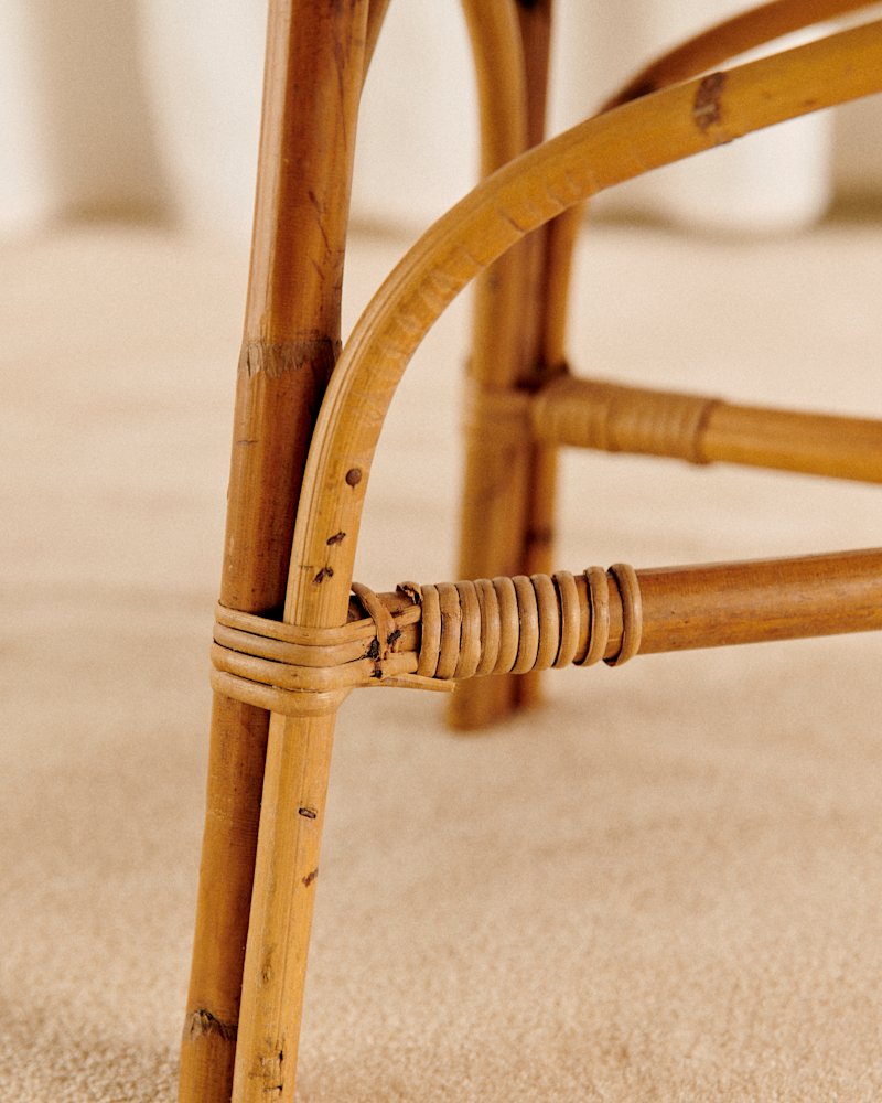 TABLE BASSE VINTAGE EN ROTIN DANS LE GOÛT DE JANINE ABRAHAM