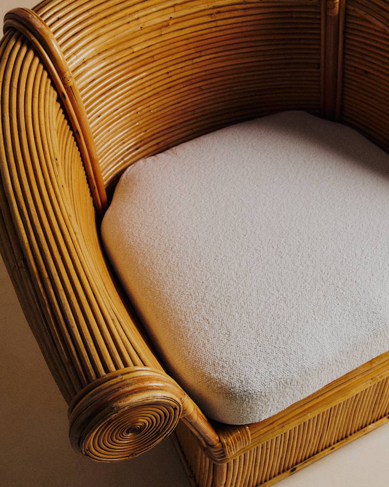 FAUTEUIL VINTAGE EN ROTIN DANS LE GOÛT DE VIVAI DEL SUD