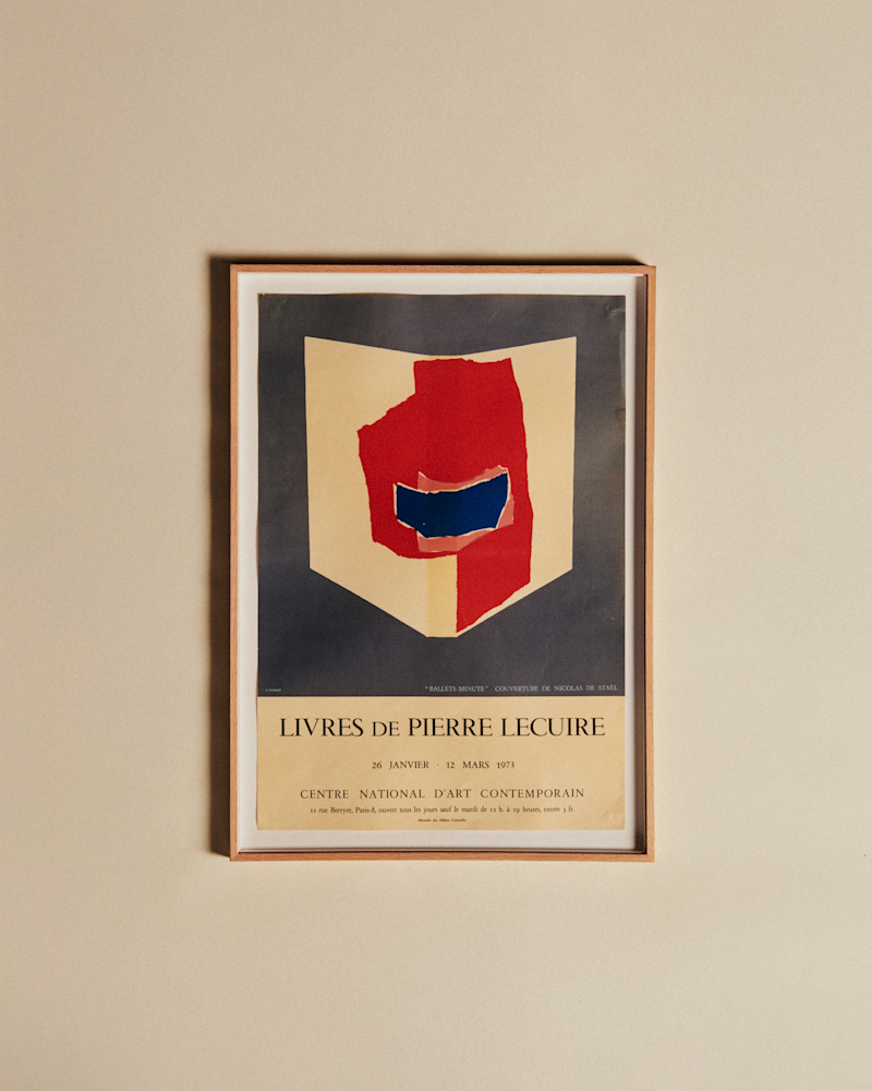 AFFICHE CENTRE NATIONAL D'ART CONTEMPORAIN, LIVRES DE PIERRE LECUIRE, 1973