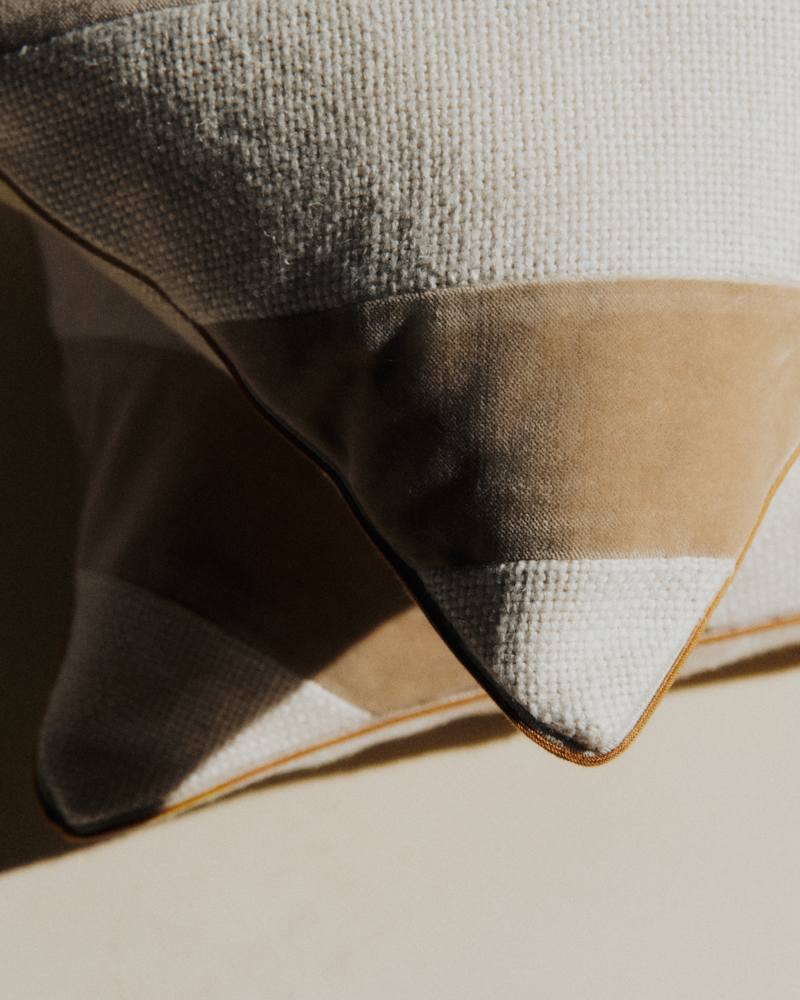 COUSSIN TOILE LIN ET VELOURS - GRAND MODÈLE
