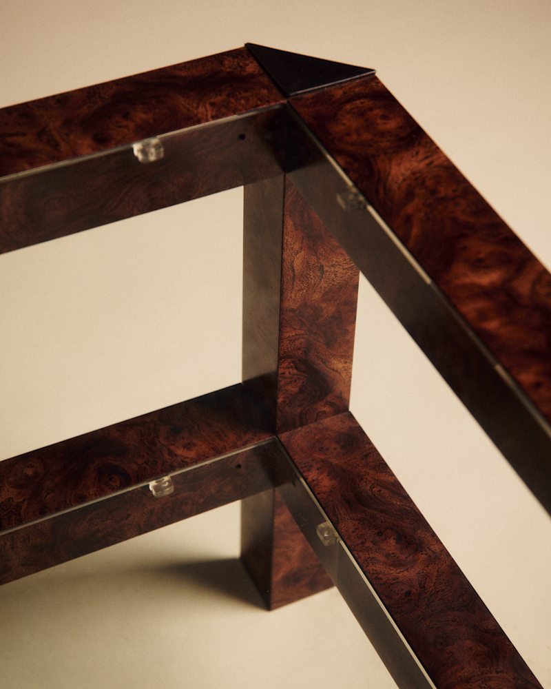 TABLE BASSE VINTAGE CARRÉE DOUBLE PLATEAU EN VERRE