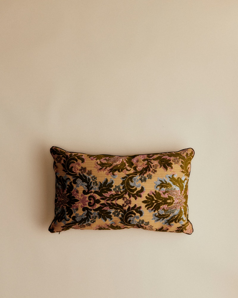 COUSSIN VINTAGE VELOURS KAKI - PETIT MODÈLE