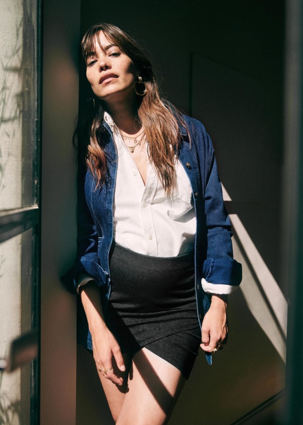Sezane JUPE CALVI ショートスカート Calvi skirt. - Black Jacquard - Viscose - Sézane