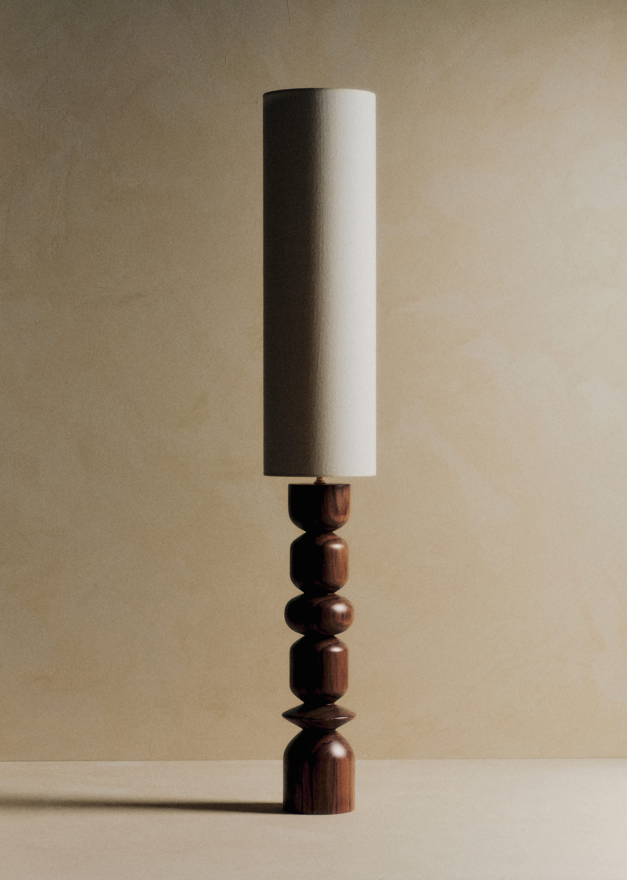 Lampadaire Romie Objetti - Noyer Abat-jour Grand Modèle Romie TU