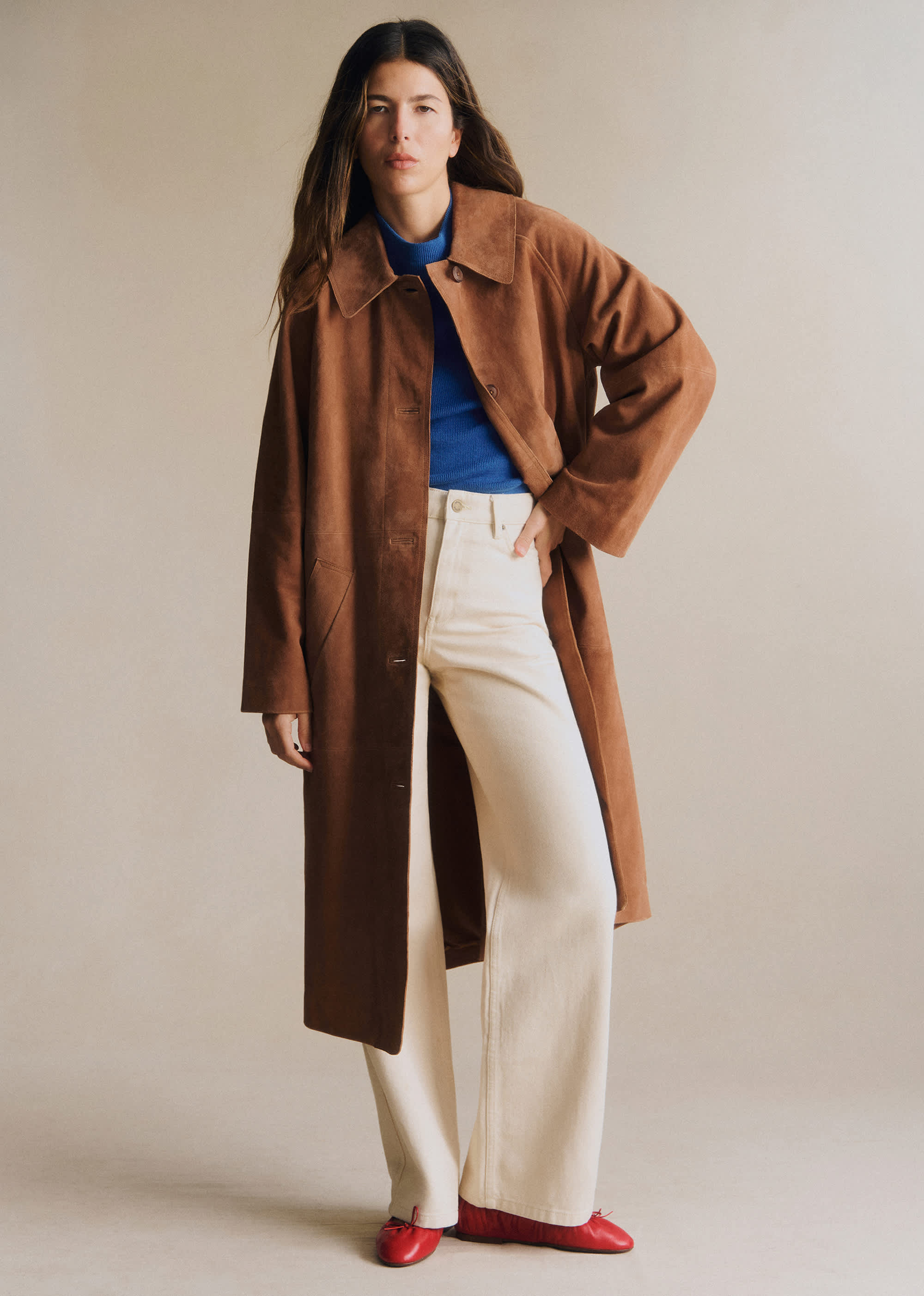 Manteau Clyde Camel Daim 34